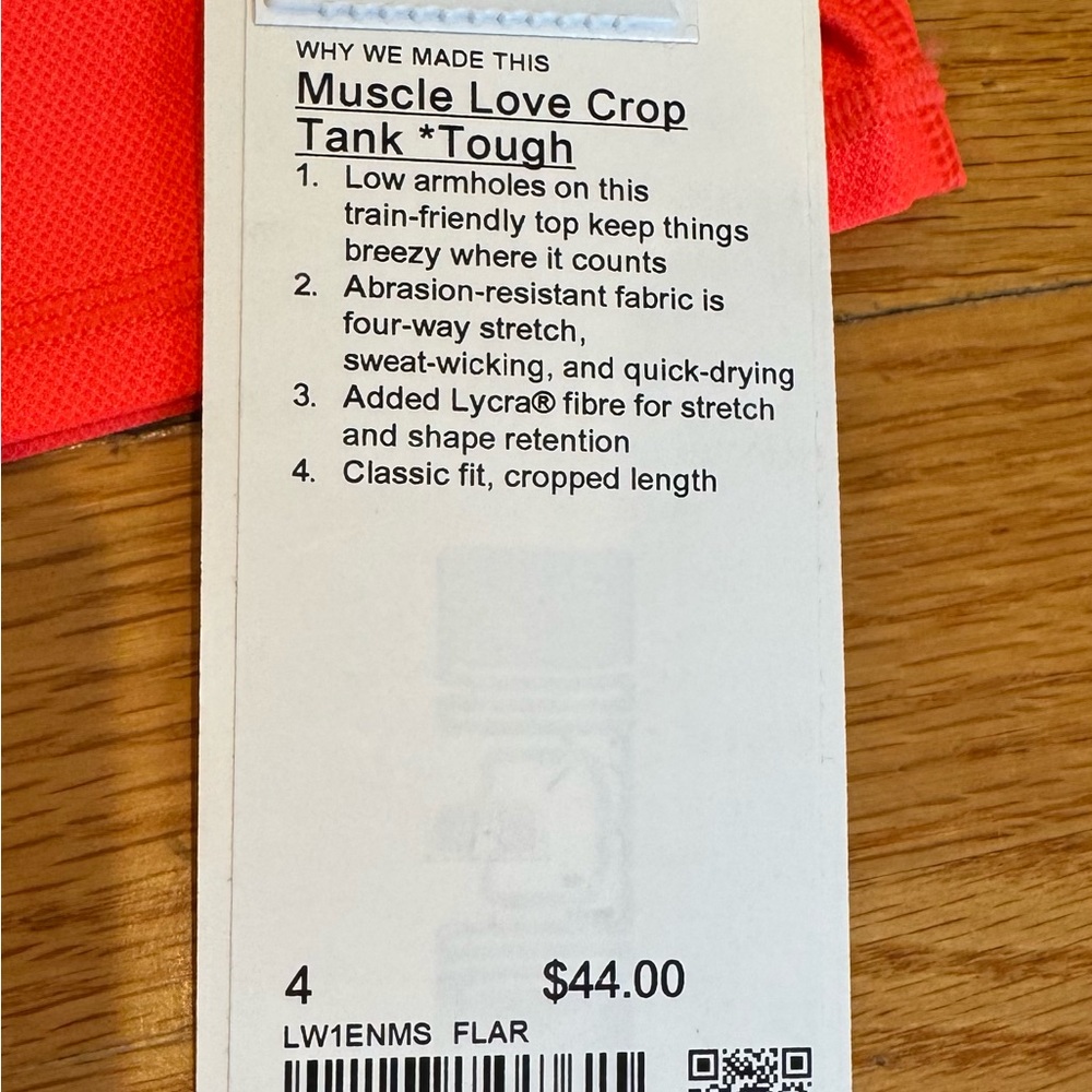 NWT Lululemon Muscle Love Crop Tank, color: Flare, size 4 - Picture 3 of 5